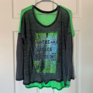 Distressed Long-sleeve Beach Tee